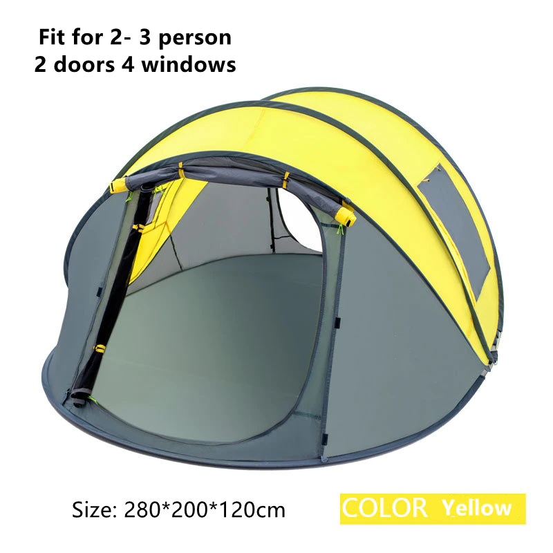 Cheap Goat Tents Outdoor Camping Tent 190T Sunscreen Double Layers Automatic Thick Waterproof Detachable Multi  use 3 4 Person Hiking Tent   